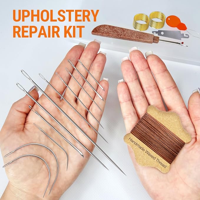 VONEEDL Upholstery Repair Kit: Waxed Sewing Thread & Heavy Duty Needles - Image 2