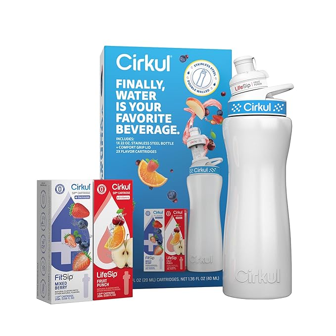 Cirkul 22oz. White Stainless Steel Water Bottle Starter Kit - Image 2