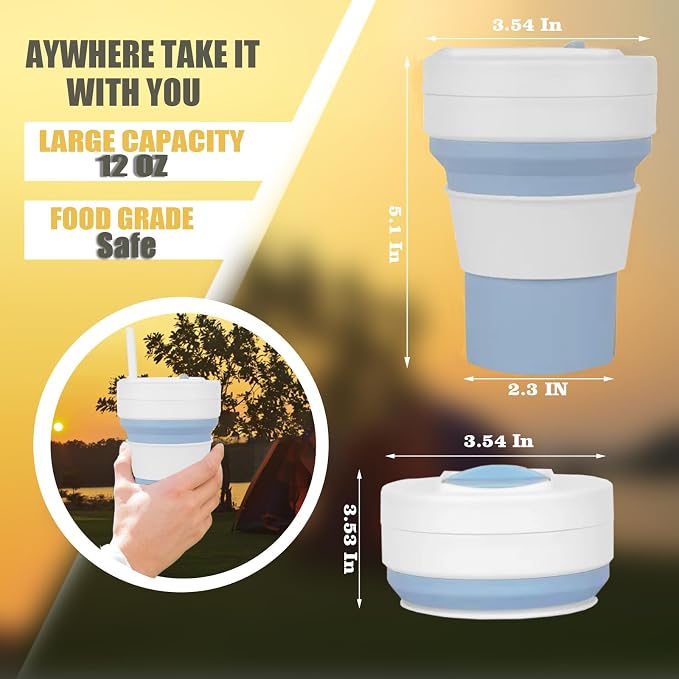 Silicone Foldable Drinking Cup for Camping Hiking, Portable Silicone Water - Image 3