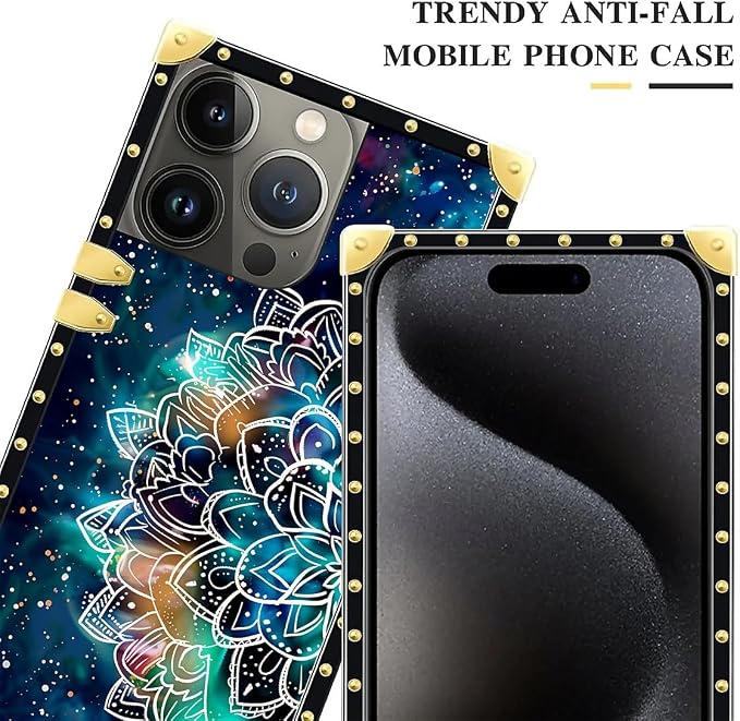 Compatible with iPhone 16 Pro Case, Starry Sky Colourful Mandala Luxury Golden - Image 4