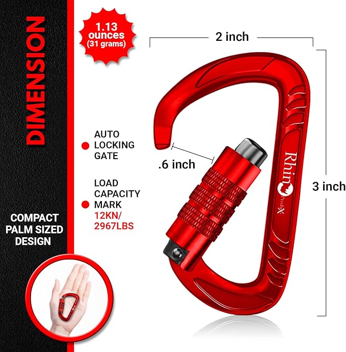 Rhino Produxs 12kN Heavy Duty Carabiner Clips, - Image 2