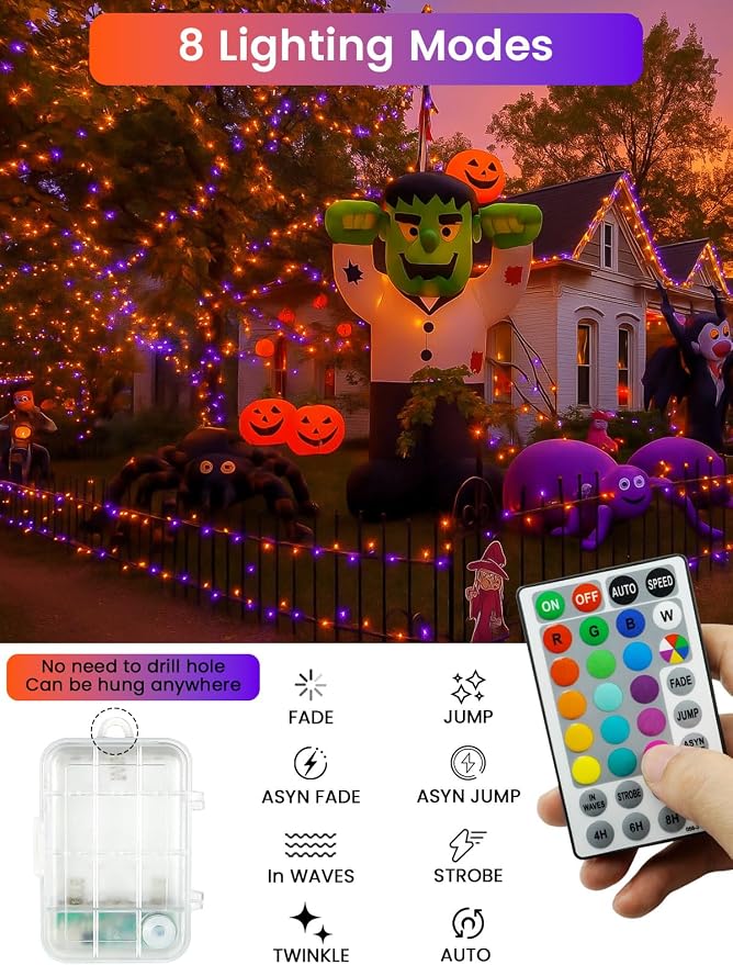 RGB Color Changing 33Ft 100LED 4th of July Fairy Lights Battery Operated - Image 3