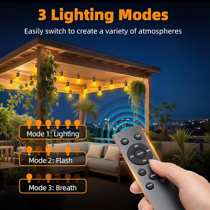 Outdoor Patio String Lights: S14 Shatterproof Bulb Outside Waterproof Light - - Image 2