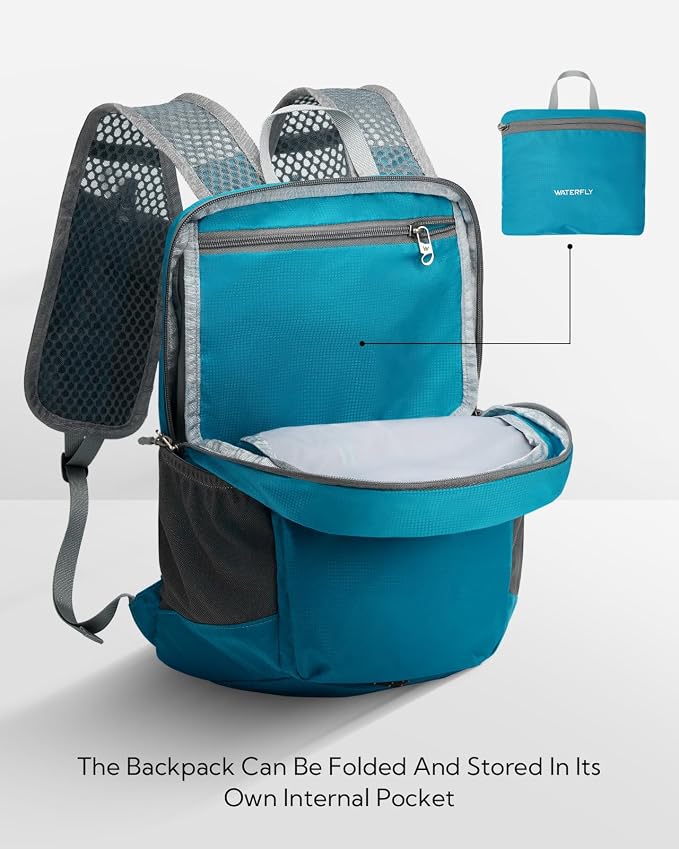 WATERFLY Packable Lightweight Small Backpack: 15L Foldable Mini Hiking Daypack - Image 4