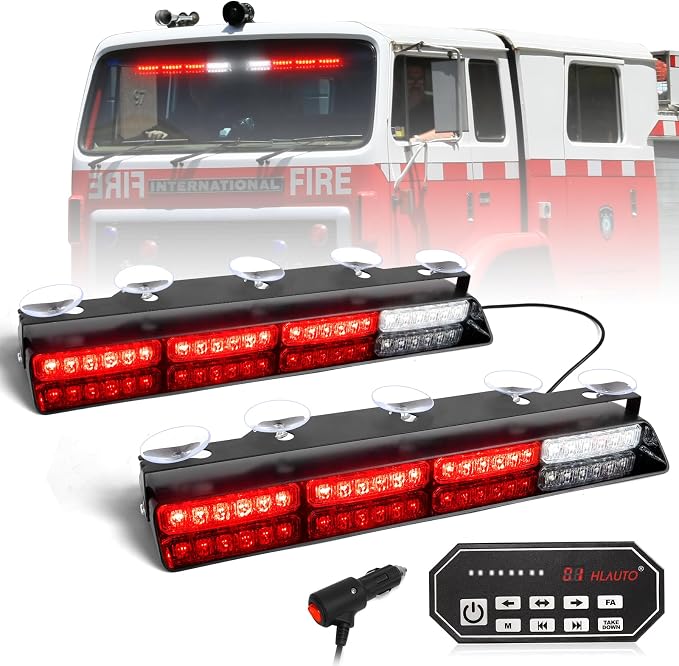 HLauto 604N Emergency Dash Strobe Lights: 2x16.8 inch Red Security Light w/Take by HLauto
