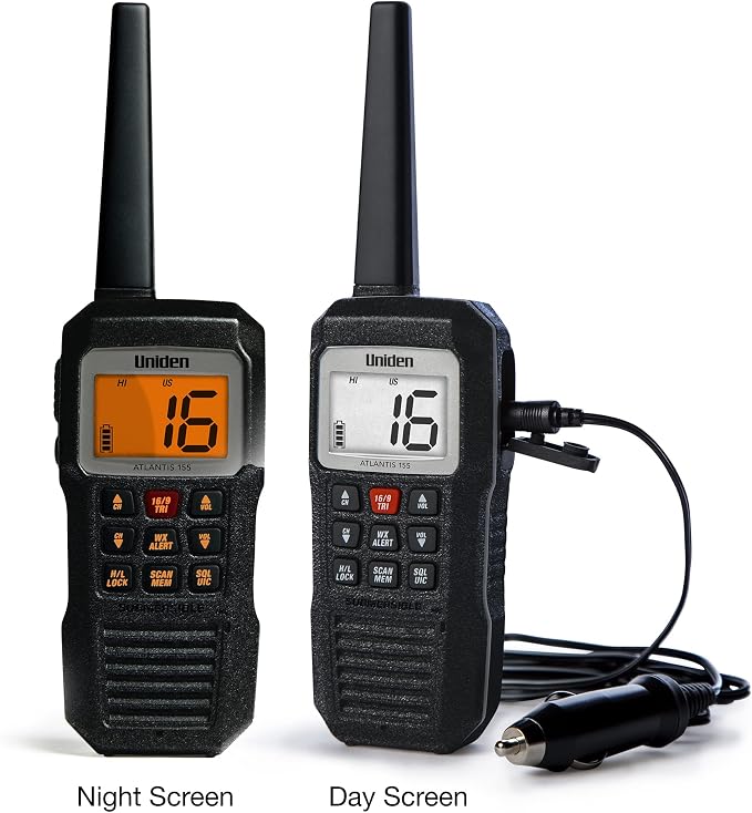 Uniden Atlantis 155 Handheld Two-Way VHF Marine Radio, Floating IPX8 - Image 2