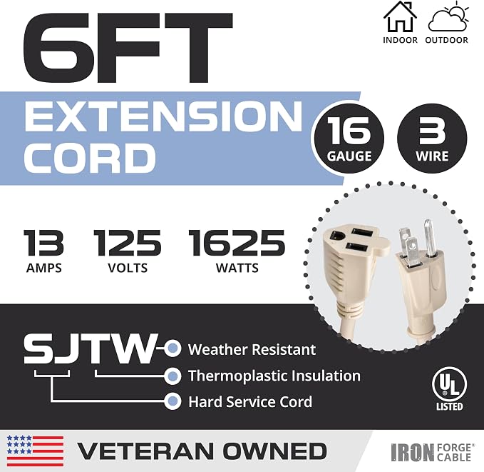 Iron Forge Cable Weatherproof 6 Ft Outdoor Extension Cord - Image 2