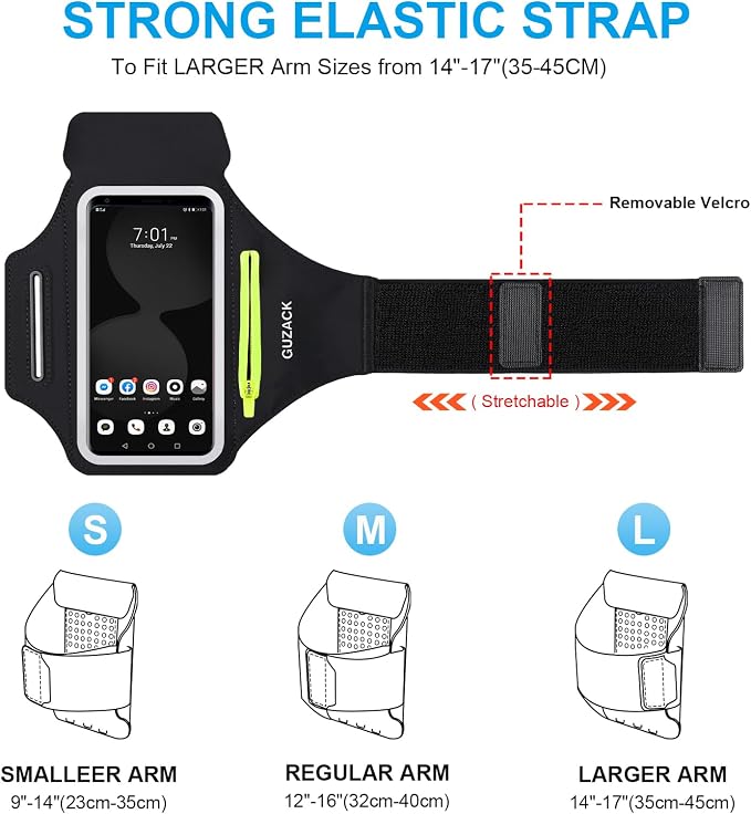 GUZACK Running Armband for iPhone 17 16 15 14 13 Pro Max, Galaxy S25 S24 S23 S22 - Image 6