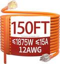 150 FT 12 Gauge Extension Cord Outdoor, Heavy Duty Weatherproof & Flame by Skrizcable