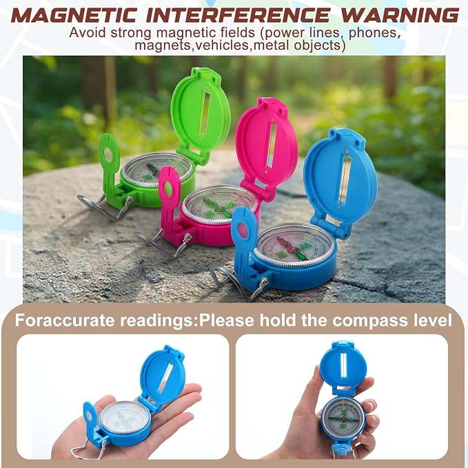 Sabary 6 Pack Multi-Color Mini Lensatic Compass - Image 3