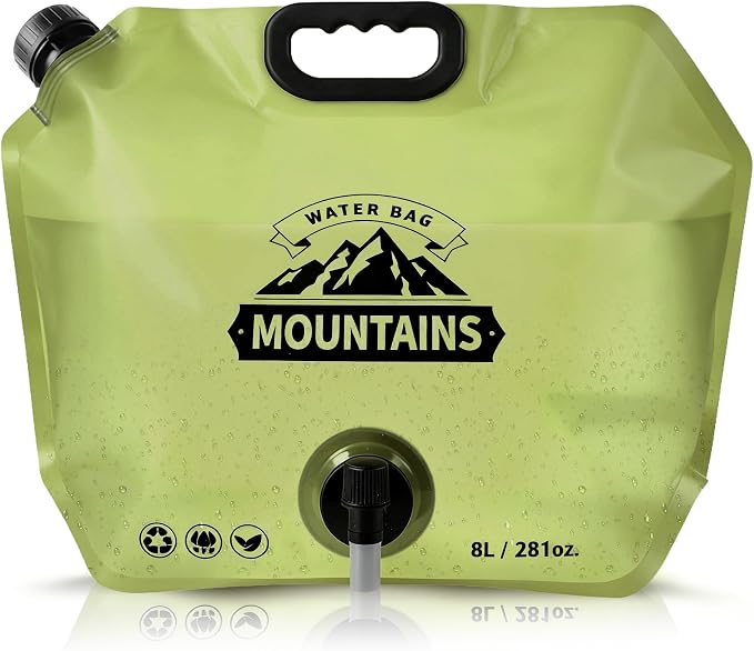 8L Collapsible Water Bag BPA-Free Foldable Water Container Leakproof Portable by MrBulloc