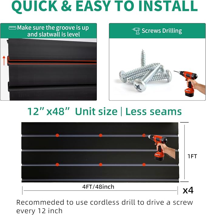 FRAYSCENT Slat Wall Paneling Garage Slat Wall Storage Systems Slatwall Panels - Image 4