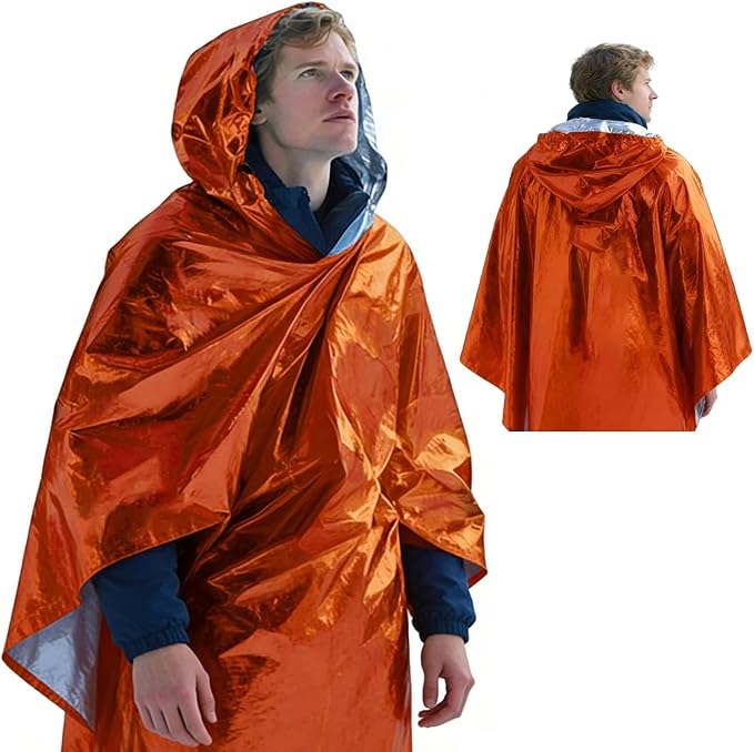 4 Pack Emergency Mylar Blanket Poncho | Waterproof Rain Ponchos | Reusable by Kingstar