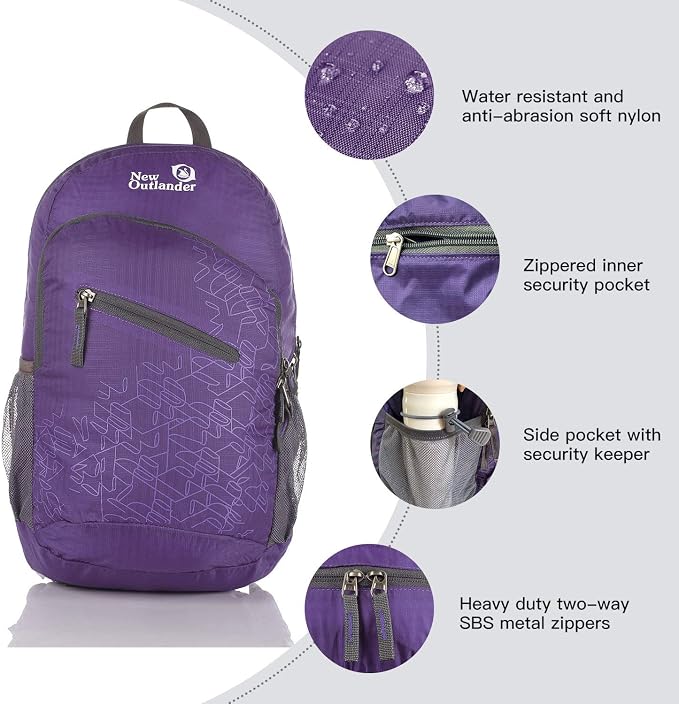 Outlander Packable Handy Lightweight Travel Hiking Backpack Daypack - Image 3