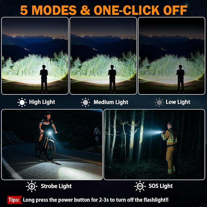 6Pack Rechargeable Flashlights High Lumens, LED Flashlight Rechargeable - Image 5