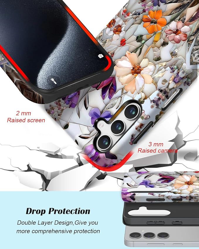 Compatible for Samsung Galaxy S25 FE 5G Case, Dual Layer Heavy Duty 2 in 1 - Image 3