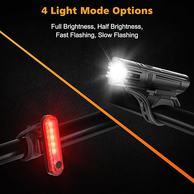 Ascher Ultra Bright USB Rechargeable Bike Light Set, Powerful Bicycle Front - Image 4