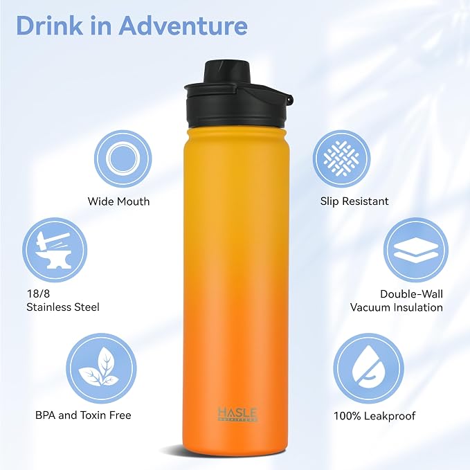 HASLE OUTFITTERS Insulated Water Bottle 22 oz Double Wall Stainless Steel Water - Image 2