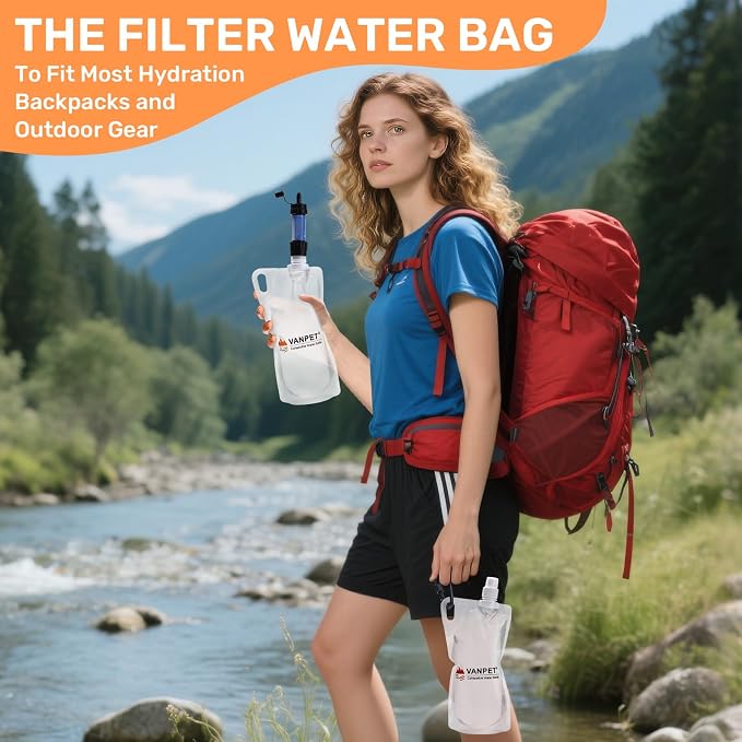 VANPET 1L Hiking Collapsible Water Bottles, 33OZ BPA-Free Plastic Flasks - Image 4