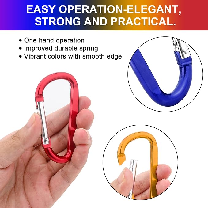 10 Pack 3'' Aluminum Spring Snap Hook Carabiner D Ring Carabiner Clip Camping - Image 2