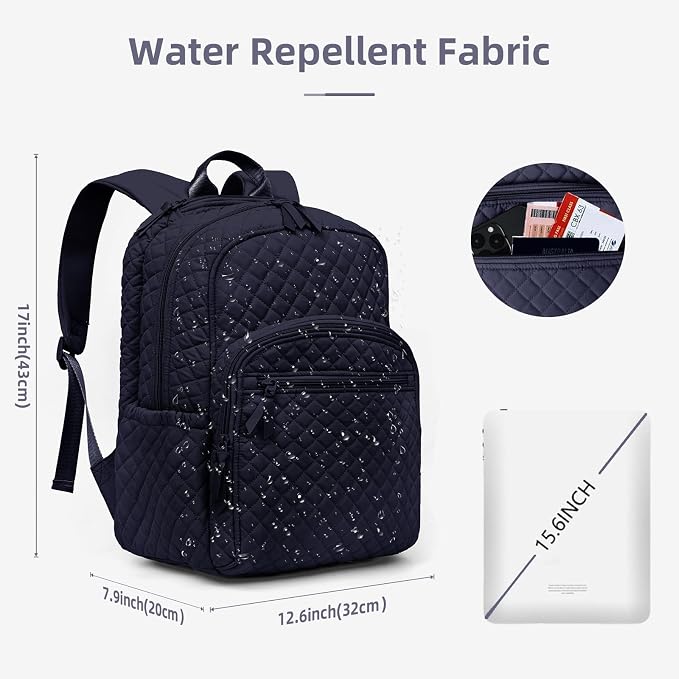 Backpack for Women, College Backpack, Quilted Casual Daypack, Waterproof - Image 3