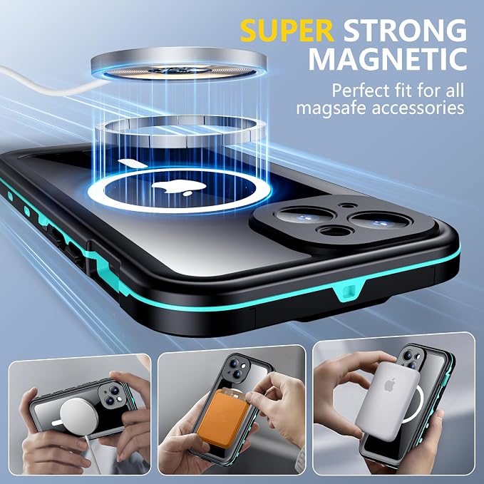 Red2Fire for iPhone 15 Case Waterproof, Phone Case 6.1" Blue/Clear - Image 4