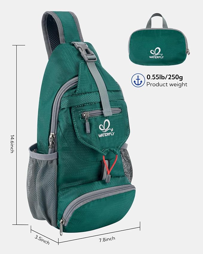 WATERFLY Packable Small Crossbody Sling Backpack Shoulder Chest Bag Daypack - Image 3