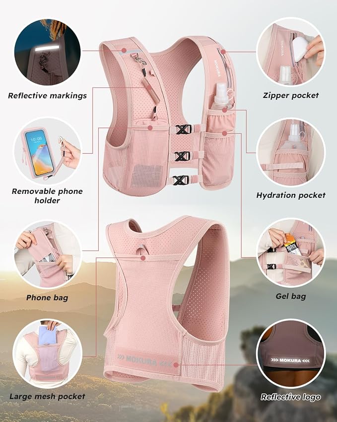 MOKURA Running Vest for Women Men, Lightweight Hydration Vest - Image 5