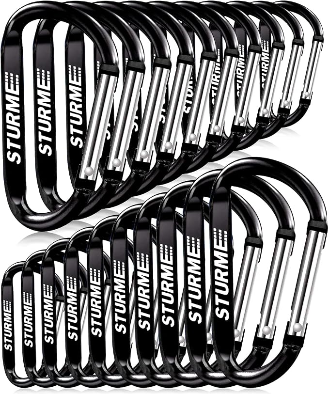 20pcs 2.7" Carabiner Clip Durable Carabeaner Hooks Small Carabiner D Clip by STURME