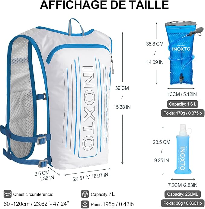 INOXTO Running Hydration Vest Backpack, Lightweight Insulated Pack - Image 4