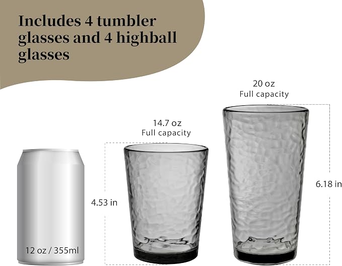 KLIFA- NICE- 14.7 & 20 ounce, Acrylic Tumbler & Highball Drinking Glasses - Image 2