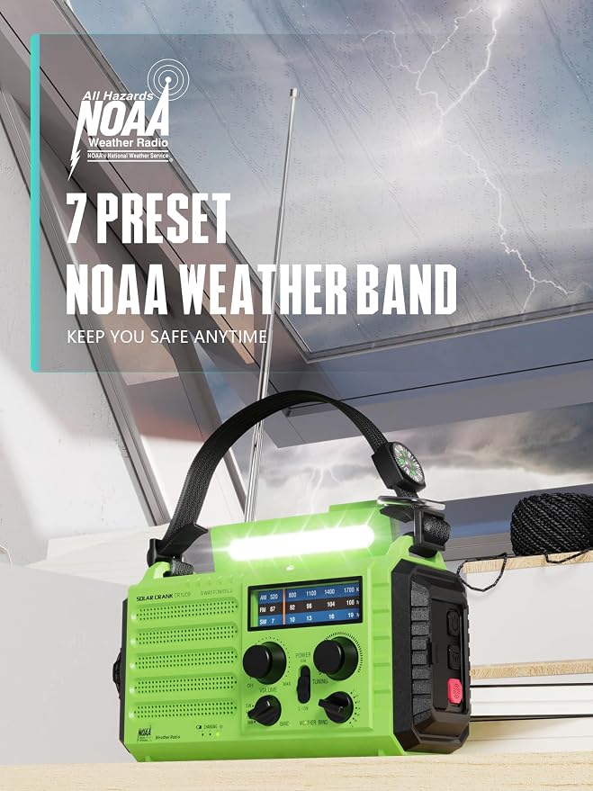Emergency Radio with NOAA Weather Alert – Solar Hand Crank Portable AM/FM - Image 3