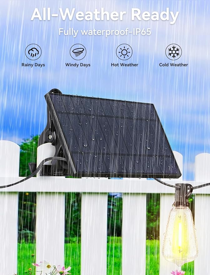 Brightever 60FT Solar String Lights Outdoor Waterproof, Patio Lights Solar - Image 5