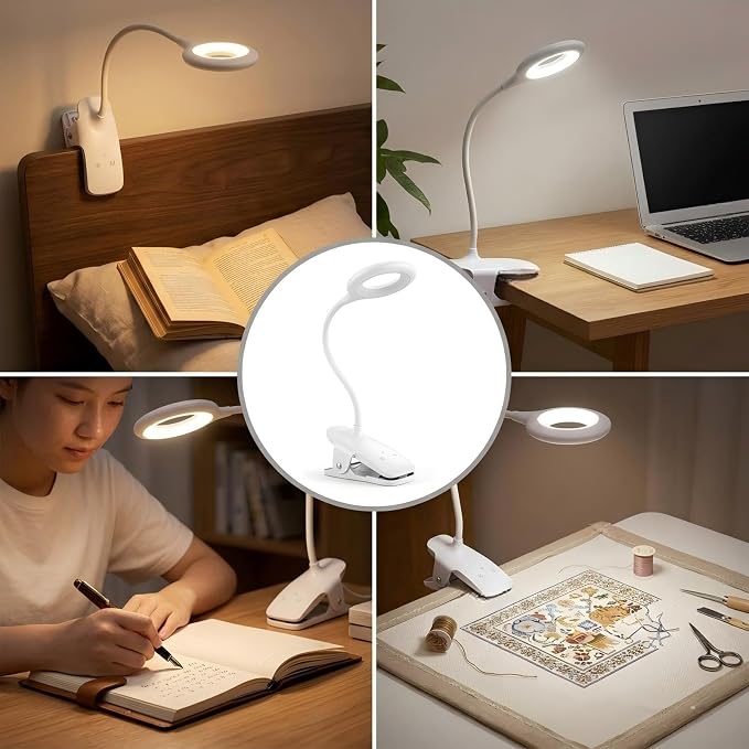 Reading Light, 28 LEDs Rechargeable Clip on Lamp, 3 Color x 3 Brightness Clip - Image 5
