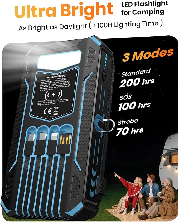 SOARAISE Solar Charger Power Bank - 48000mAh Wireless Portable Charger Built-in - Image 7