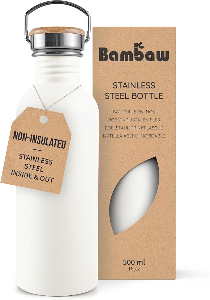 Bambaw 500 ml Stainless Steel Water Bottle, Non-Insulated Sports Stainless by Bambaw