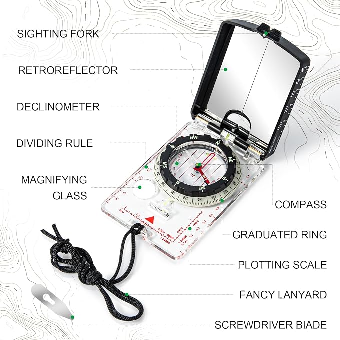 Orienteering Compass with Sighting Mirror - Image 2