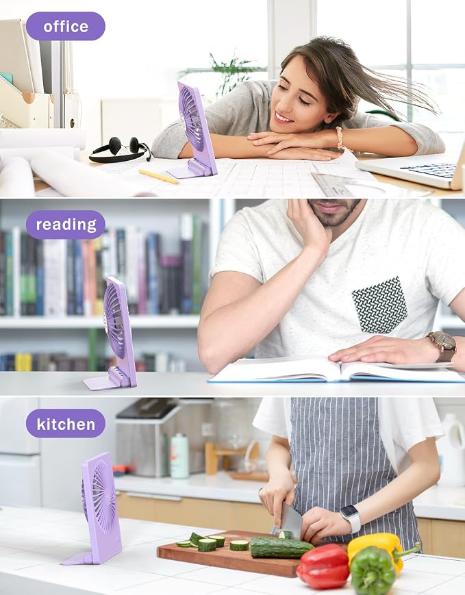 Zuvas Desk Fan Battery Operated Fan Rechargeable 180°Tilt Folding Personal Fan - Image 7