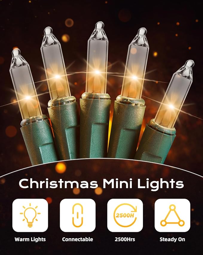 Brightown Clear Christmas String Lights, 100-Count 25ft Incandescent Bulb Mini - Image 4