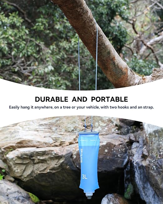 3L Gravity Fed Water Bag, Collapsible Portable Hydration Reservoir Compatible - Image 5