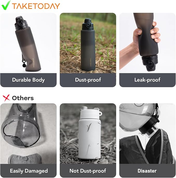 TakeToday Collapsible Water Bottles 32oz, Foldable Travel Water Bottle - Image 2