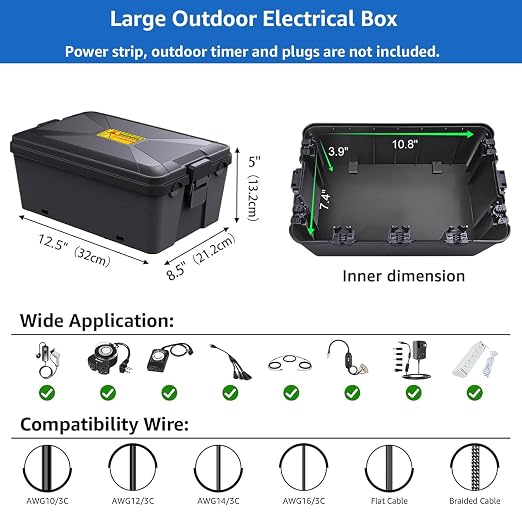 Outdoor Extension Cord Cover, NineLeaf IP54 4PK Small Weatherproof Extension - Image 6