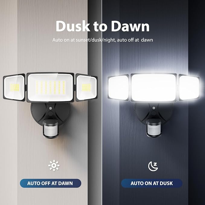 Onforu 3 Pack 75W Motion Sensor Outdoor Lights, 7000lm Dusk to Dawn Flood Light - Image 6