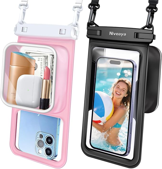 Niveaya [Floatable Floating Waterproof Phone Pouch 2 Pack-Up to 8.5", Large by Niveaya