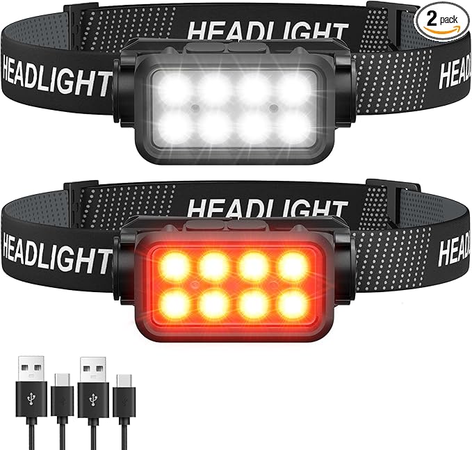Rechargeable Headlamp Flashlight, 8 LED 2500 Lumen Super Bright Headlight by Sogdeco