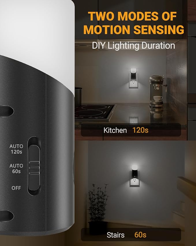 Lyridz Motion Sensor Night Light, LED Night Lights Plug into Wall, 1-150LM - Image 4