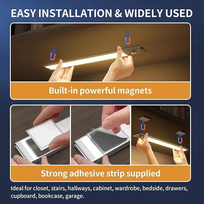 12" Under Cabinet Lights, 88 LED Operated Motion Sensor Light Indoor, 2200mAh - Image 7