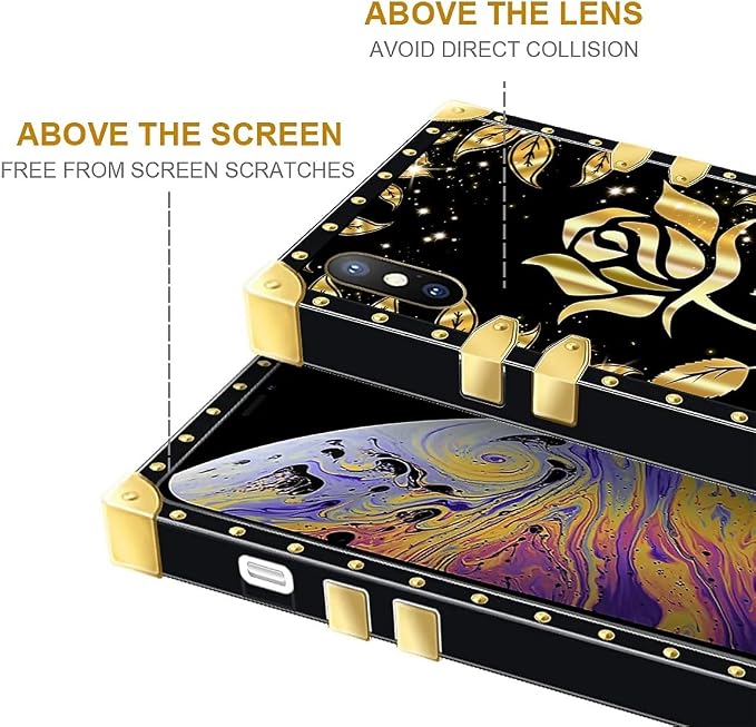Compatible with iPhone Xs Max Case, Shine Gold Rose Luxury Golden Decoration - Image 7
