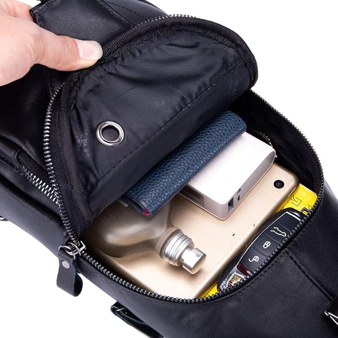 Hebetag Leather Sling Bag Crossbody Backpack - Image 7