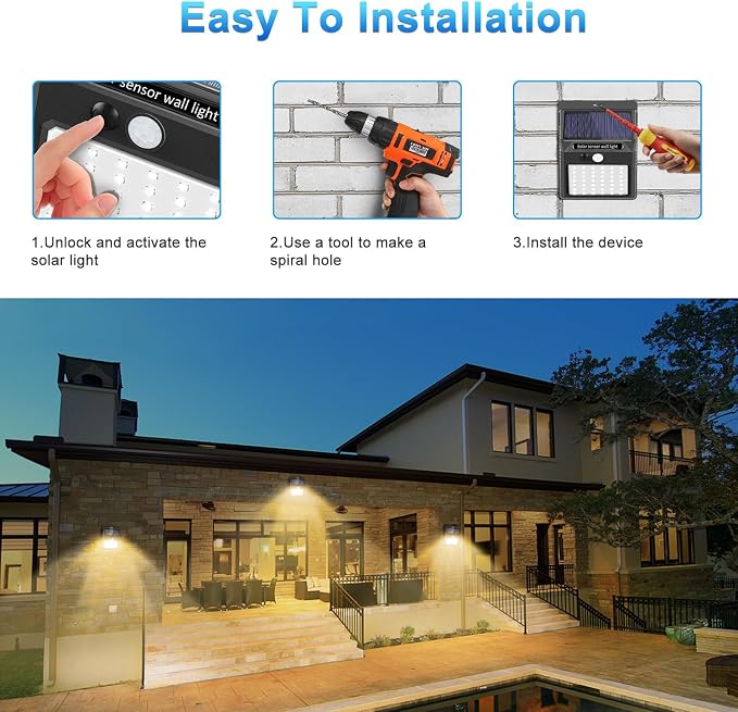 SEZAC Solar Lights Outdoor, 10 Pack Solar Motion Sensor Outdoor Lights - Image 6